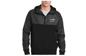 Image of Thin Blue Line Embroidered Coat, Black - COAT-BLACK-XXL