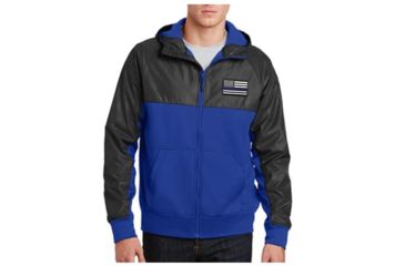 Image of Thin Blue Line Embroidered Coat, Blue - COAT-BLUE-BLACK-XXL