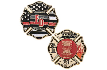 Image of Thin Blue Line Firefighter's Prayer Thin Red Line Challenge Coin, 1.75in, COIN-TRL-FIRE-PRAYER