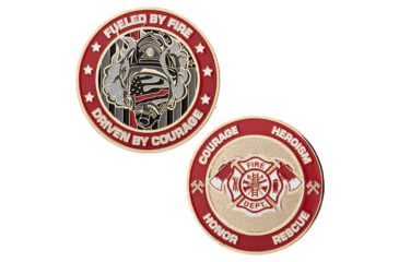 Image of Thin Blue Line Firefighter's Thin Red Line Challenge Coin, 1.75in, COIN-TRL-FIRE-FUELED