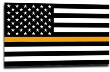 Image of Thin Blue Line Gold Line American Flag Sticker, 4 X 6 Inches - TGOLD-S-AMERICAN-46