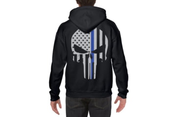 Image of Thin Blue Line Hoodie - Skull, Black - BLPUN-H-BLACK-XXXXL