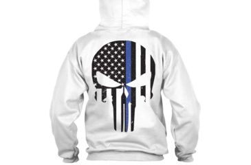 Image of Thin Blue Line Hoodie - Skull, White - BLPUN-H-WHITE-XXL