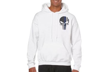 Image of Thin Blue Line Hoodie - Skull, White - BLPUN-H-WHITE-XXL