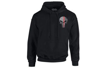 Image of Thin Blue Line Hoodie - Thin Red Line Skull, Black - REDPUN-H-BLACK-XXL