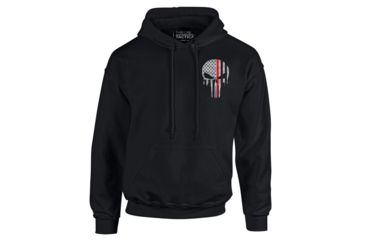 Image of Thin Blue Line Hoodie - Thin Red Line Skull Graphic, Black - REDPUN-H-BLACK-XXXXL