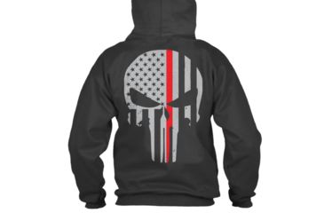 Image of Thin Blue Line Hoodie - Thin Red Line Skull Graphic, Black - REDPUN-H-BLACK-XXXXL