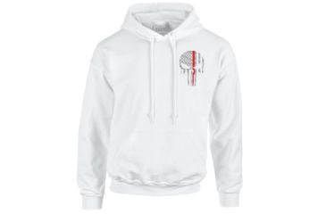 Image of Thin Blue Line Hoodie - Thin Red Line Skull Graphic, White - REDPUN-H-WHITE-XXL