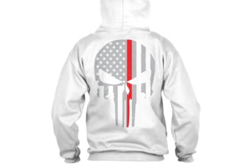 Image of Thin Blue Line Hoodie - Thin Red Line Skull Graphic, White - REDPUN-H-WHITE-XXL