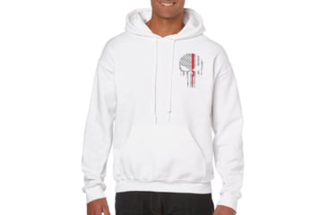 Image of Thin Blue Line Hoodie - Thin Red Line Skull Graphic, White - REDPUN-H-WHITE-XXL