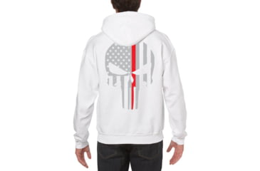Image of Thin Blue Line Hoodie - Thin Red Line Skull Graphic, White - REDPUN-H-WHITE-XXL