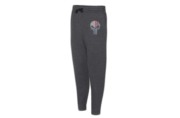 Image of Thin Blue Line Joggers - Dual Line, Skull, Charcoal - SKULL-DUAL-JOGGERS-CHARC-2XL