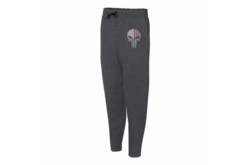Image of Thin Blue Line Joggers - Dual Line, Skull, Charcoal - SKULL-DUAL-JOGGERS-CHARC-L