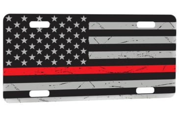 Image of Thin Blue Line License Plate, Thin Red American Flag, TRL-AM-PLATE