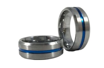 Image of Thin Blue Line Men's Ring, Tungsten, Thin Blue Line - MEN-RING-TUNG-10