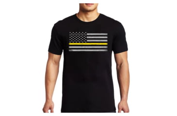 Image of Thin Blue Line Men's - Short Sleeve Classic Thin Gold Line - MENS-CLASSIC-TGOLL-BLACK-XXL