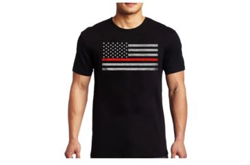 Image of Thin Blue Line Men's - Short Sleeve Classic Thin Red Line - MEN-RFLG-BIG-LOGO-BLACK-LARGE
