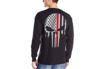 Image of Thin Blue Line Mens - Skull Thin Red Line Long Sleeve T-shirt - TRL-LS-SKULL-LARGE