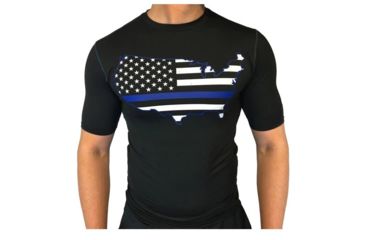 Image of Thin Blue Line Performance USA Compression Shirt - Men's, Black, 2XL, TBL-COMP-USA-XXL