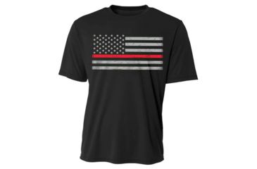 Image of Thin Blue Line Performance, Polyester Men's T-shirt - Classic, Thin Blue Line - POLY-CLASSIC-BLACK-XXL