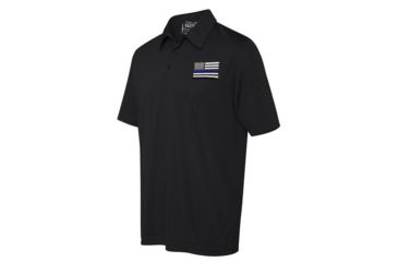 Image of Thin Blue Line Polyester Sport Polo - Flag, Black - TBL-POLO-SPORT-XXXL