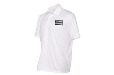Image of Thin Blue Line Polyester Sport Polo - Flag, White - TBL-POLO-SPORT-WHITE-XXL