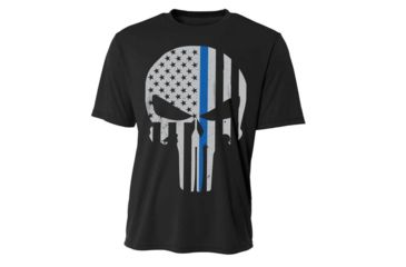 Image of Thin Blue Line Skull Polyester Shirt - POLY-SKULL-BLACK-XXL