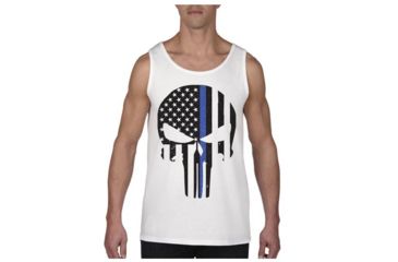 Image of Thin Blue Line Tank - Skull Graphic, White - BLPUN-TANK-WHITE-XXL