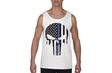 Image of Thin Blue Line Tank - Skull Graphic, White - BLPUN-TANK-WHITE-L