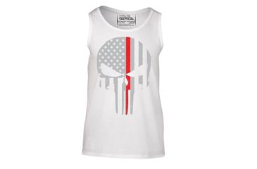Image of Thin Blue Line Tank - Thin Red Line Skull - REDPUN-TANK-WHITE-XXL