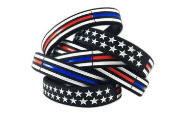Image of Thin Blue Line Thin Red/blue Line American Flag Bracelet, Thin Red Line - TRBL-AM-BR-7