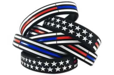 Image of Thin Blue Line Thin Red/blue Line American Flag Bracelet, Thin Red Line - TRBL-AM-BR-9