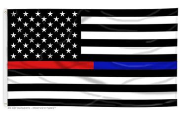 Image of Thin Blue Line Thin Red Line &amp; Dual American Flag, 3 X 5 Ft - BLUE-RED-AMERICAN-3X5