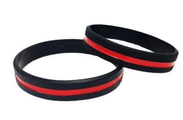 Image of Thin Blue Line Thin Red Line Silicone Bracelet, 8 Inch - TRL-8-BR