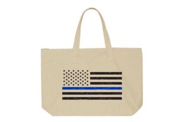 Image of Thin Blue Line Tote Bag W/flag, , White - DIST-FLAG-BLACK-TBL-TOTE-WHITE