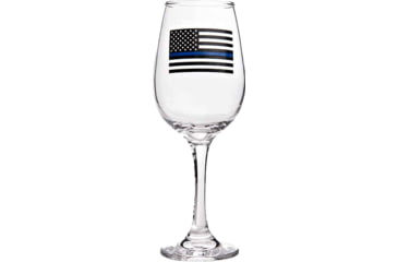 Image of Thin Blue Line Flag Wine Glass, 12oz, WINE-TBL-12OZ