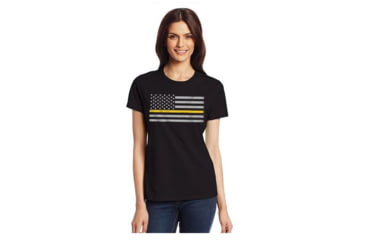 Image of Thin Blue Line Women's - Short Sleeve Classic Thin Gold Line - WOMEN-CLASSIC-GOLD-BLACK-XXL