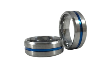 Image of Thin Blue Line Womens Ring, Tungsten, Thin Blue Line - WOM-RING-TUNG-8