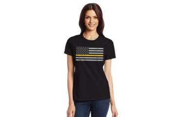 Image of Thin Blue Line Womens - Short Sleeve Classic Thin Gold Line - WOMEN-CLASSIC-GOLD-BLACK-LARGE