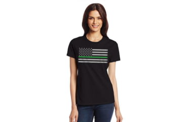 Image of Thin Blue Line Womens - Short Sleeve Classic Thin Green Line - WOMEN-CLASSIC-GREEN-BLACK-LARGE