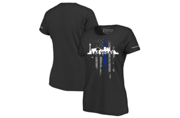 Image of Thin Blue Line Womens T-shirt, Vegas Large, - VEGAS-LRG-TBL-WOM-SHIRT-BLK-L