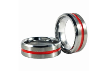 Image of Thin Blue Line Womens Thin Red Line Ring, Tungsten - WOM-TRL-RING-TUNG-9