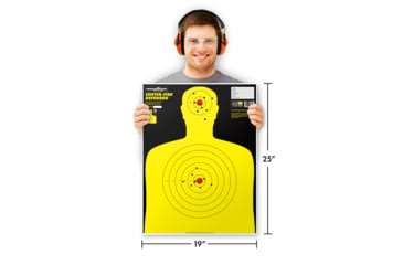 Image of Thompson Target Center-Fire 19x25in Life Size Silhouette Paper Shooting Targets, 20 Pack, Yellow, Extra Large, 0645-20