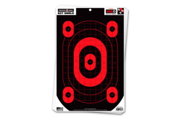 Image of Thompson Target HALO B27-SHIELD Defensive Training Reactive Splatter Targets 12.5x19, 10 Pack, Black/Red, Large, 4650-10