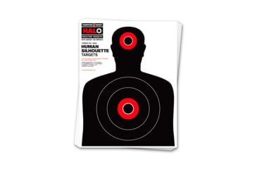 Image of Thompson Target HALO Human Silhouette Reactive Splatter Targets 8.5x11in, 20 Pack, Black/Red, Small, 4609-20