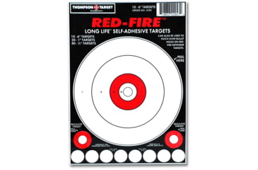 Image of Thompson Target Red-Fire 6.5x9 Adhesive Peel &amp; Stick Targets, 25 Pack, Red, Extra Small, 5595-25