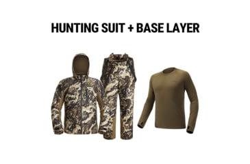 Image of Tidewe Altus Ultra Silent Hunting Suit and Merino 150 Wool Base Layer Bundle, HC002-NGM-TE-HL001-DW-S-TE