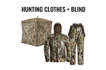 Image of Tidewe Altus Ultra Silent Water Resistant Hunting Suit and VisX/VisMax See Through Pop-Up Hunting Blind Bundle, BL001-CG-V2-TE-HC002-NGS-TE