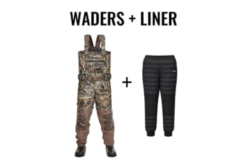 Image of Tidewe AquaWade Pro Insulated Waterfowl Hunting Breathable Waders and Insulated Liner Bundle, WD012-N-07-HP002-BK-2XL-TE