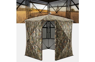 Image of Tidewe VisTall 360 See-Through Ground Blind 75-Inch 3 Person Pop Up Deer Blind with No-Trip Door Portable Camo Hunting Blind with Blackout Curtain for Whitetail Deer Hunting, BL020-C15M-OSTE